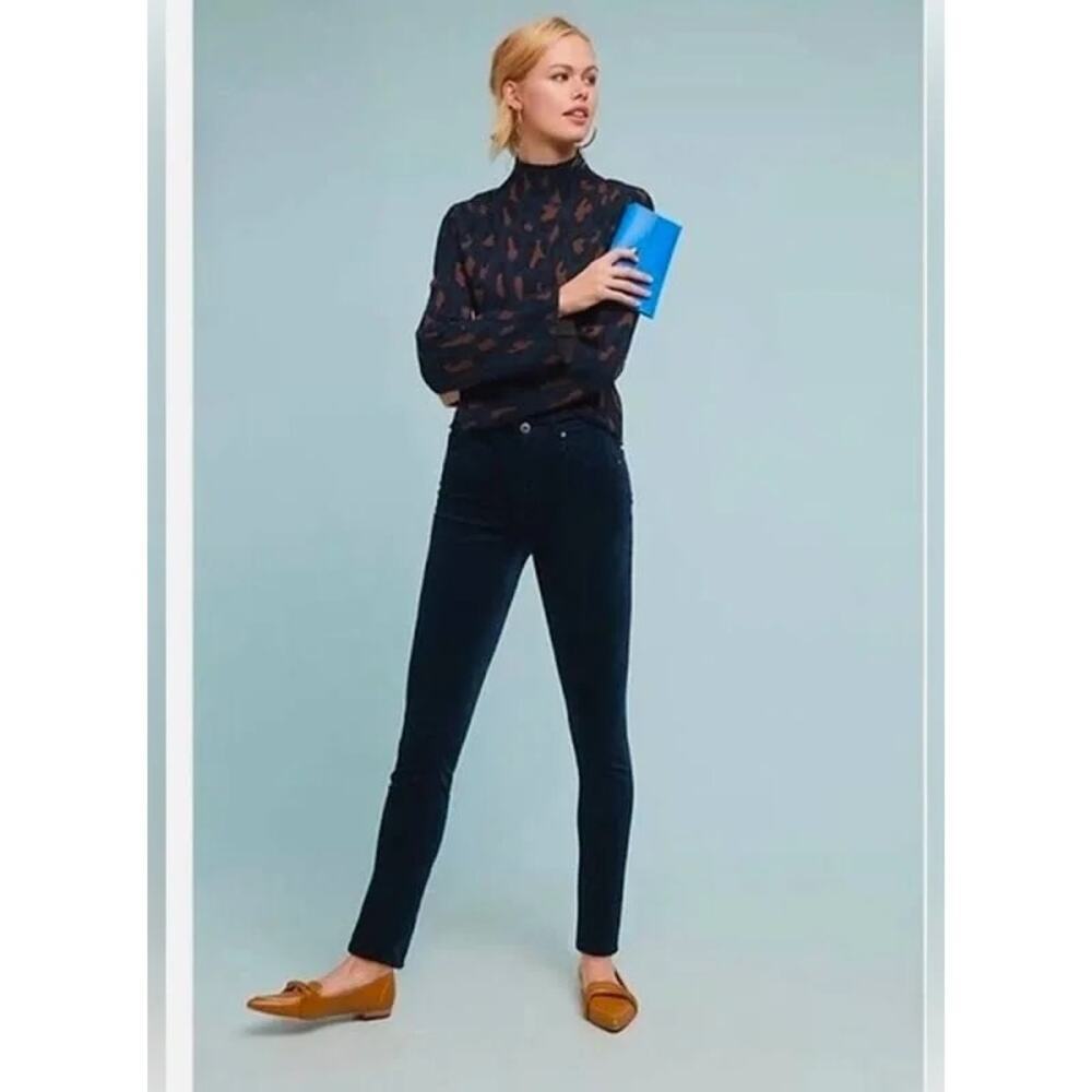 AG the Stevie Slim Straight navy blue corduroy sz 26 EUC career business casual